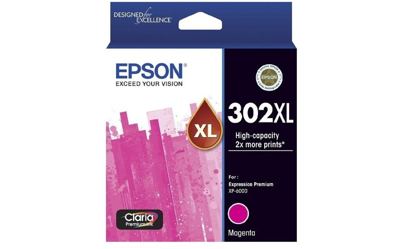 Epson 302XL Claria Premium High Yield Ink Cartridge (Magenta) T01Y392