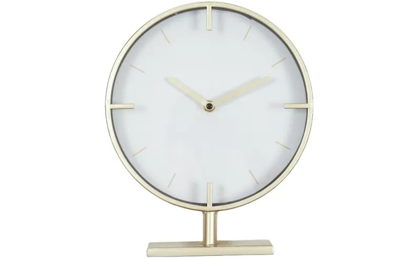 Coast to Coast Adela Metal Desk Clock (Gold/White) OD5371