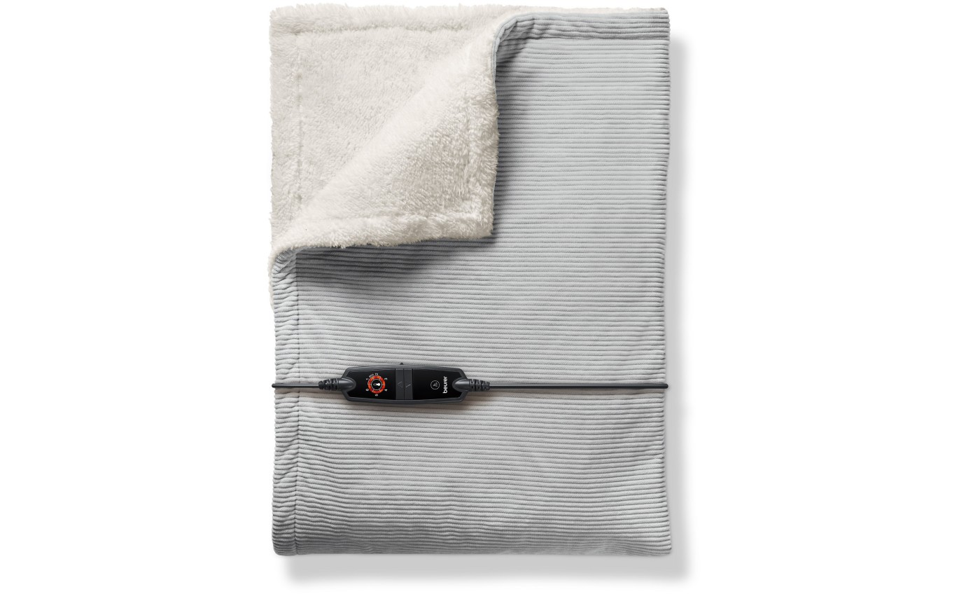 Beurer Corded Velvet Heated Throw (Light Grey) HD81