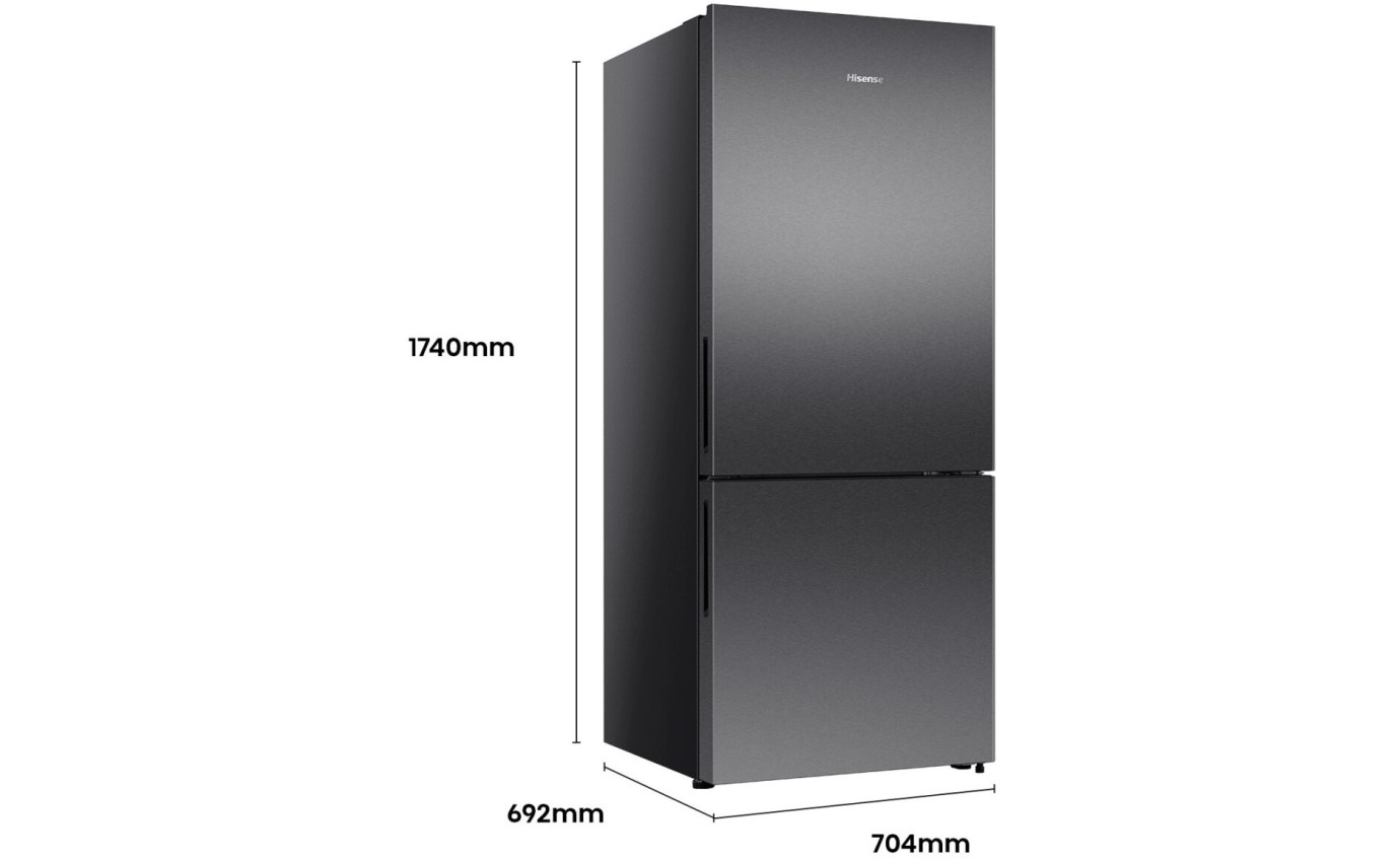 Hisense 417L PureFlat Eco Vision Bottom Mount Fridge (Black Steel) HRBM418E