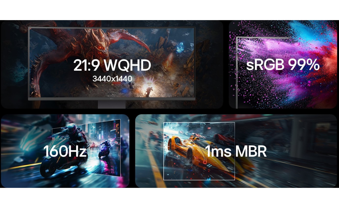 LG 34 inch UltraGear™ 160Hz WQHD Curved Gaming Monitor 34G600ABAAU