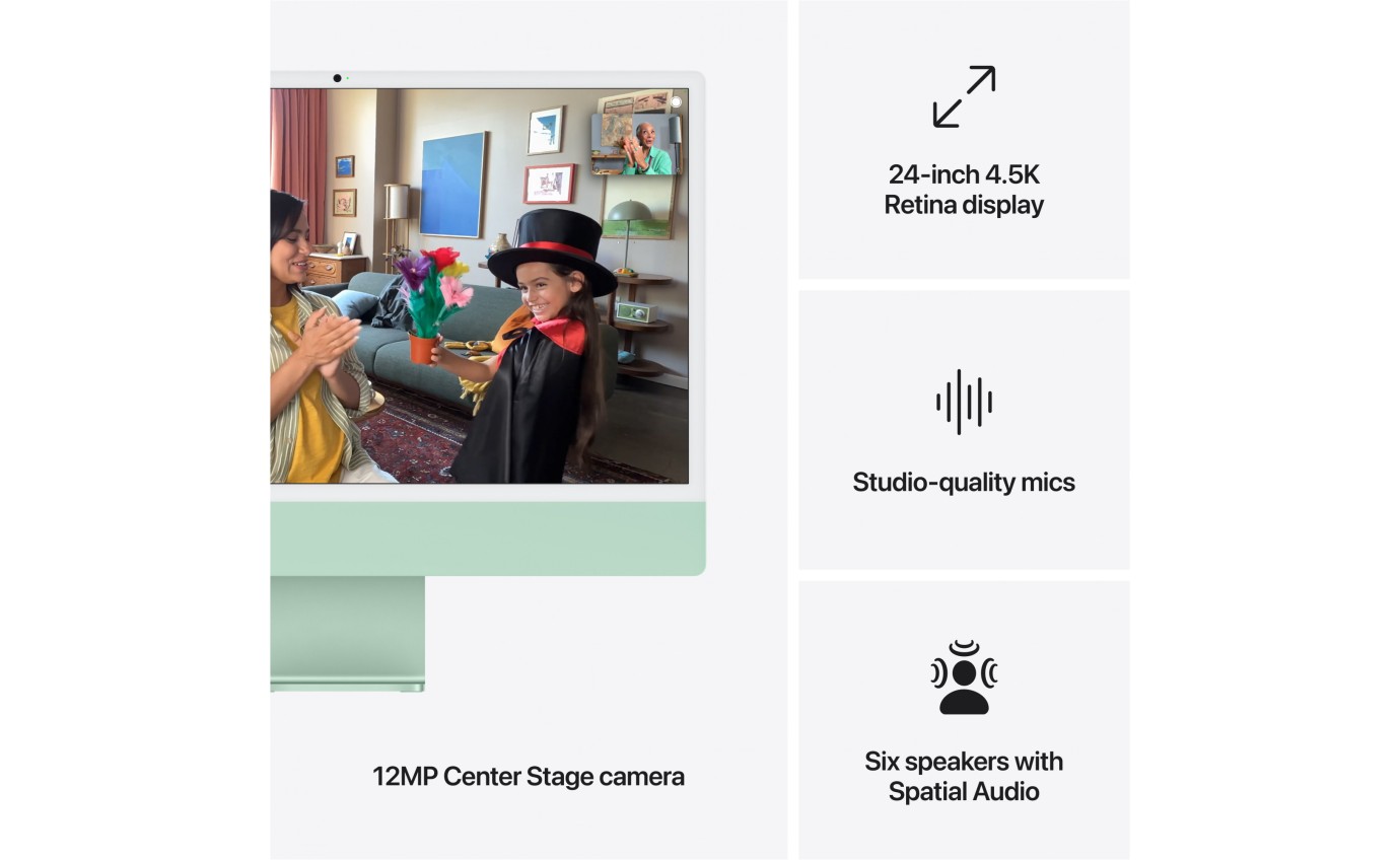 Apple iMac 24 inch Retina 4.5K M4 Chip 8-Core CPU 8-Core GPU 16GB RAM 256GB (Green) MWUE3XA
