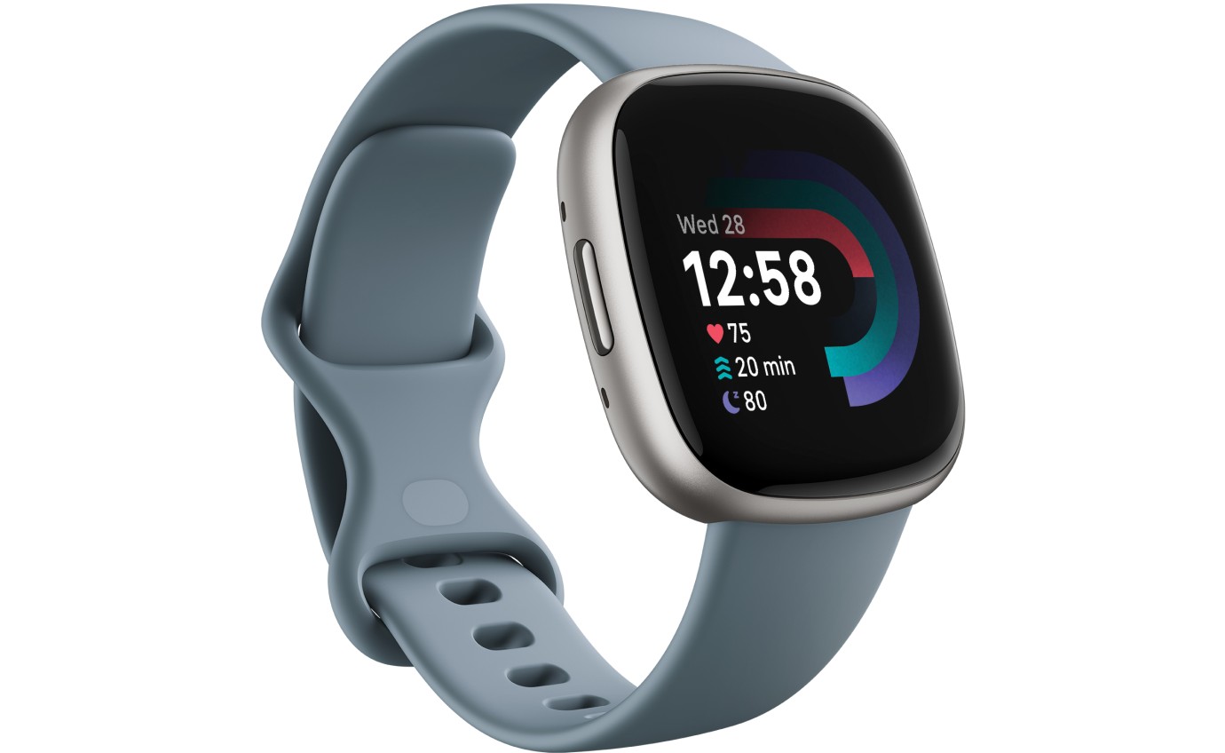 Fitbit Versa 4 Smartwatch (Waterfall Blue/Platinum) FB523SRAGFRCJK