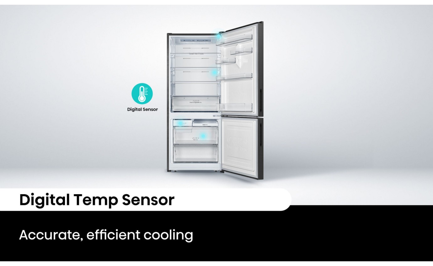 Hisense 417L PureFlat Bottom Mount Fridge (Black Steel) HRBM418B