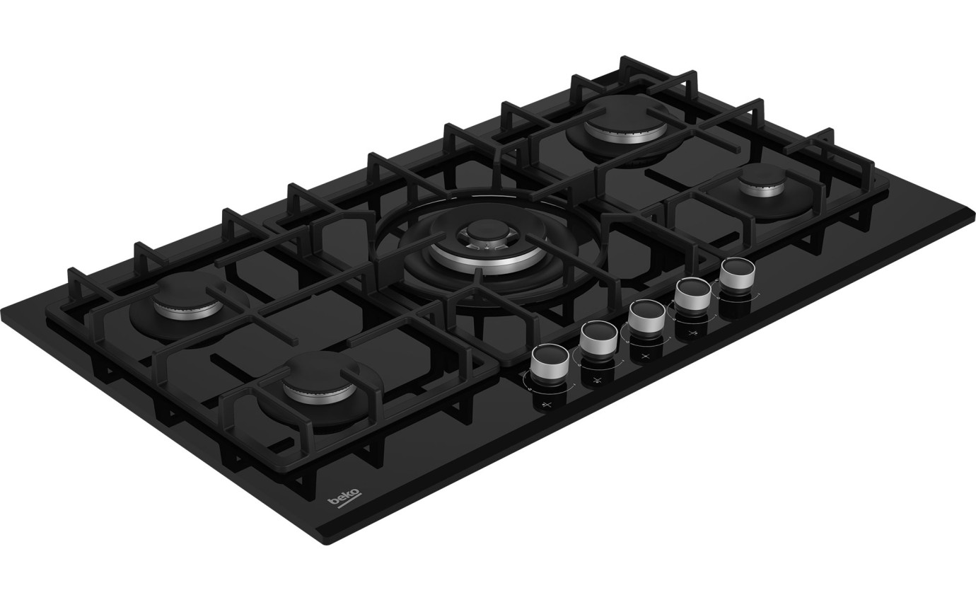 Beko 90cm Black Glass Gas Cooktop BCT90GG1