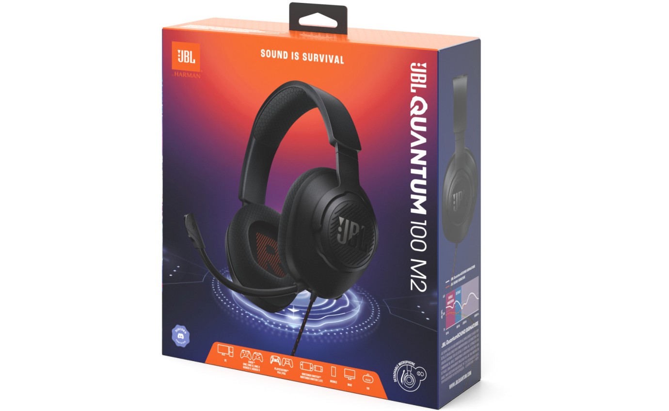 JBL Quantum 100 M2 Wired Over-Ear Headphones (Black) JBLQTUM100M2BLK
