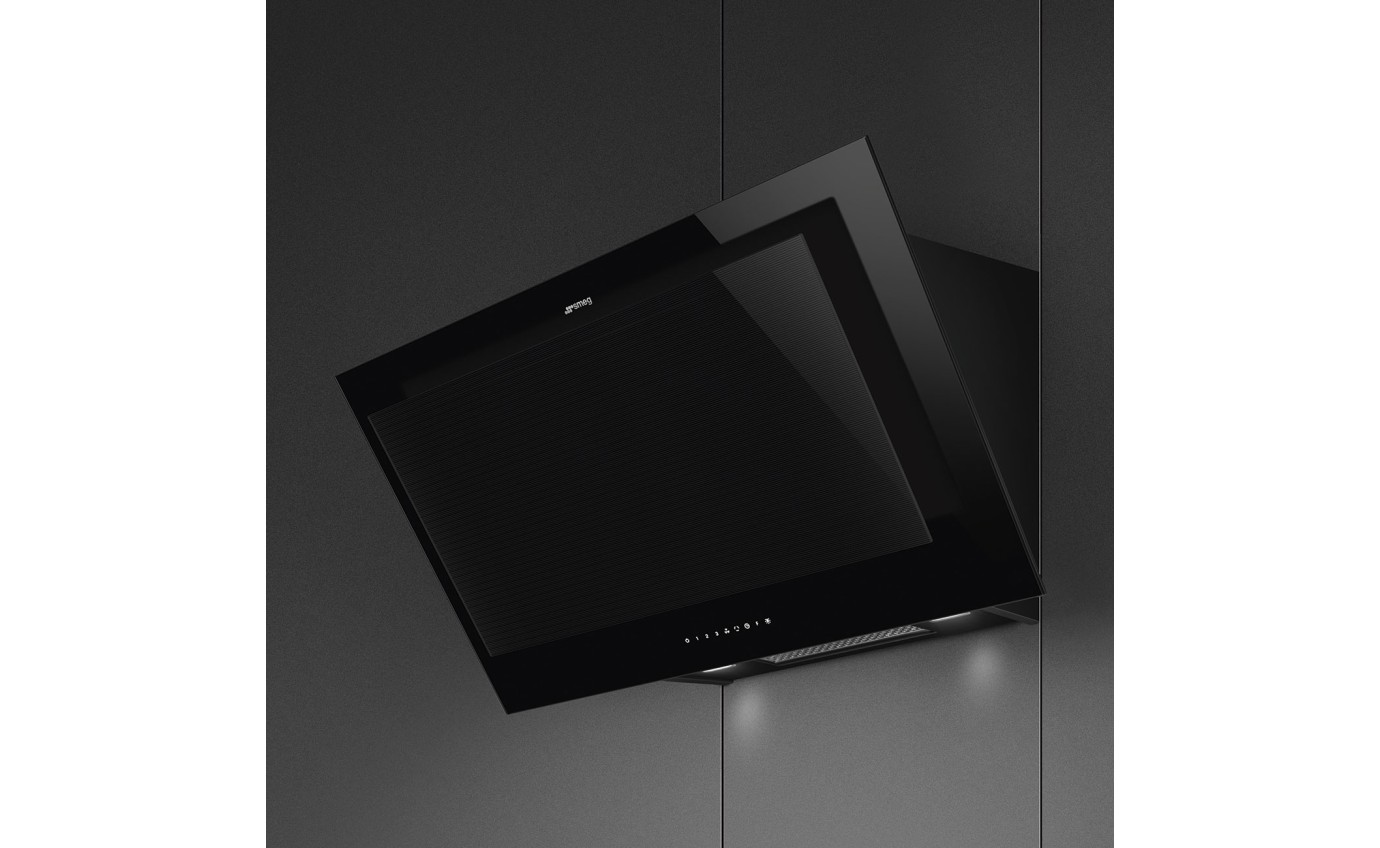 Smeg 90cm Linea Vertical Rangehood (Midnight Black) KV194B3