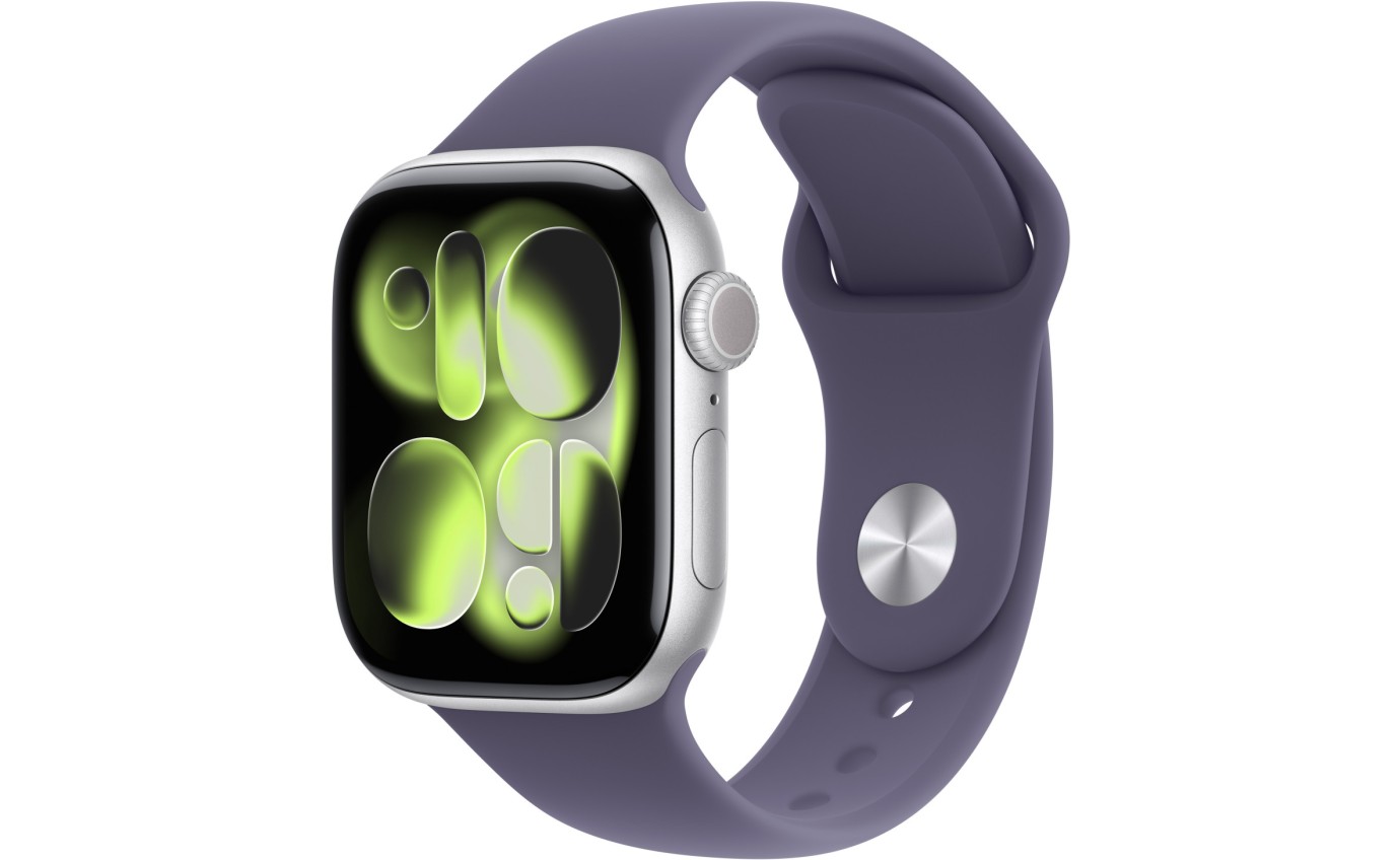 Apple Watch Series 11 GPS + Cellular 42mm Silver Aluminium Case with Purple Fog Sport Band (S/M) MF8H4XA