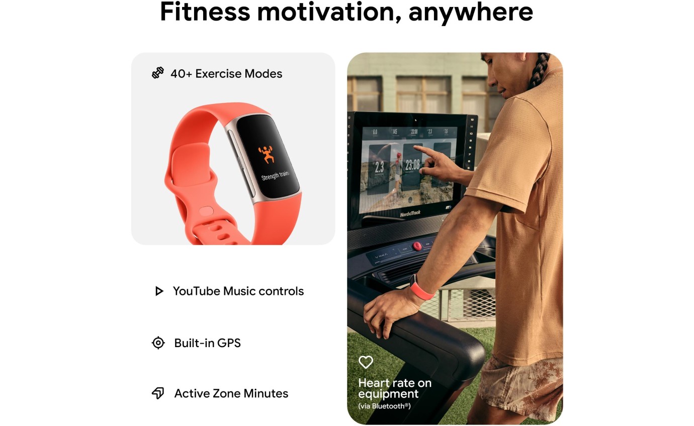 Fitbit Charge 6 Fitness Tracker (Coral/Champagne Gold Aluminium) GA05184AP