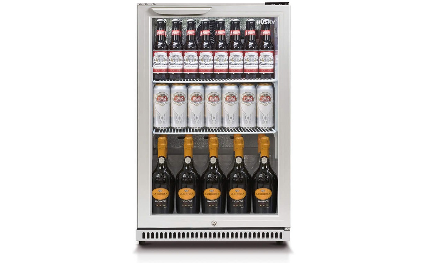 Husky 118L Single Glass Door Bar Fridge (Black) HUSC1840BLK