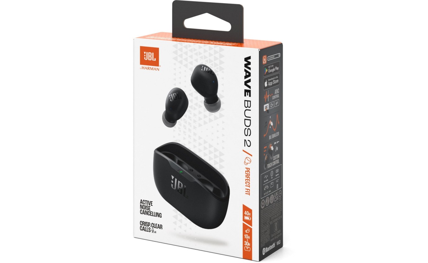 JBL Wave Buds 2 TWS Noise Cancelling In-Ear Headphones (Black) JBLWBUDS2BLK