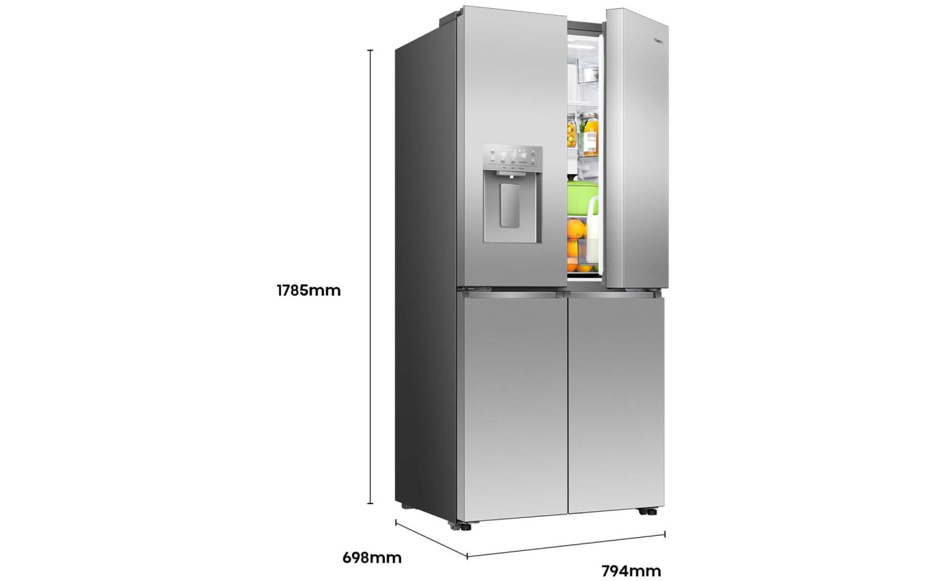 Hisense 483L PureFlat Slim French Door Fridge (Silver) HRCD483TSW