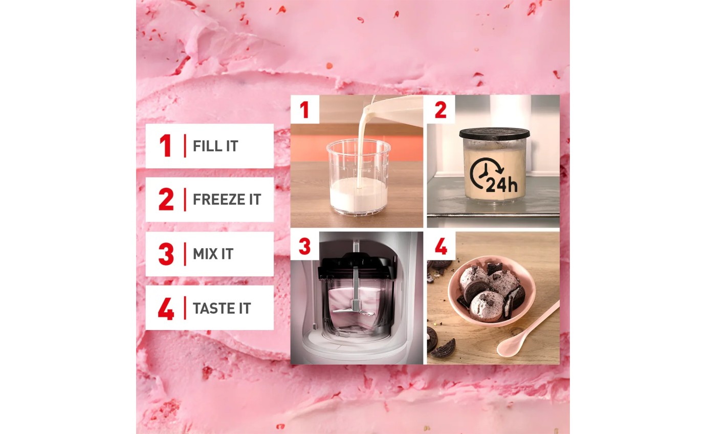 Tefal Dolci Black Knight Ice Cream Maker with Bonus Nesquik Tins NQ32IG6048