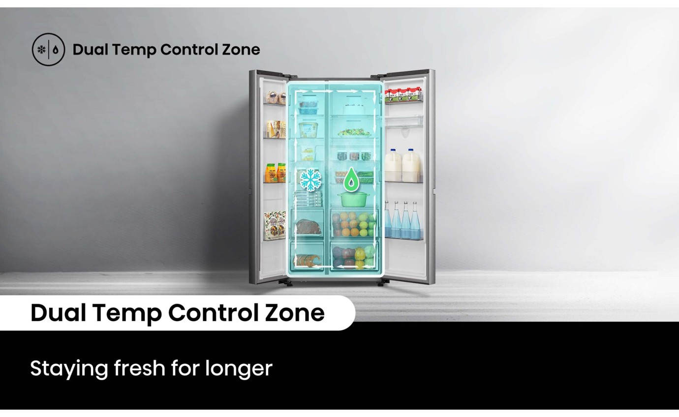 Hisense 649L Side-by-Side Fridge (Silver) HRSBS649SW