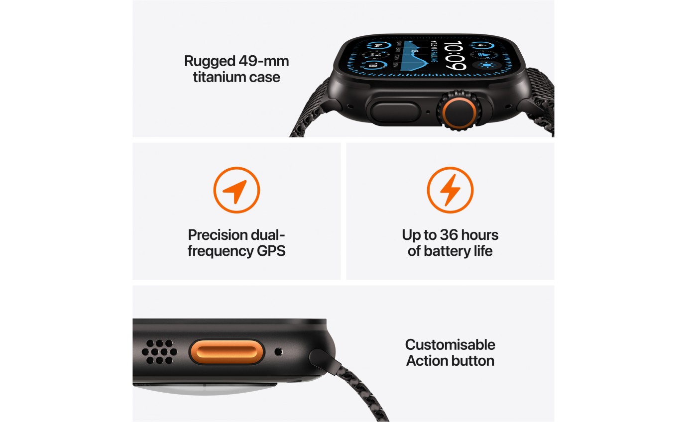 Apple Watch Ultra 2 GPS + Cellular 49mm Natural Titanium Case with Blue Trail Loop [M/L] MX4L3ZPA