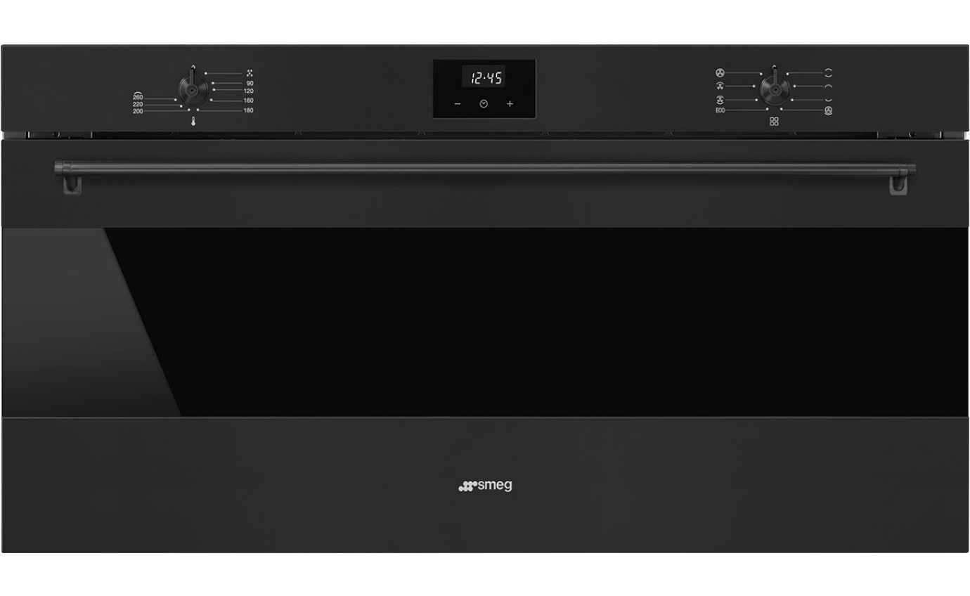 Smeg 90cm Classic Thermoseal Vapour Clean Oven - Matte Black SFRA9300TN