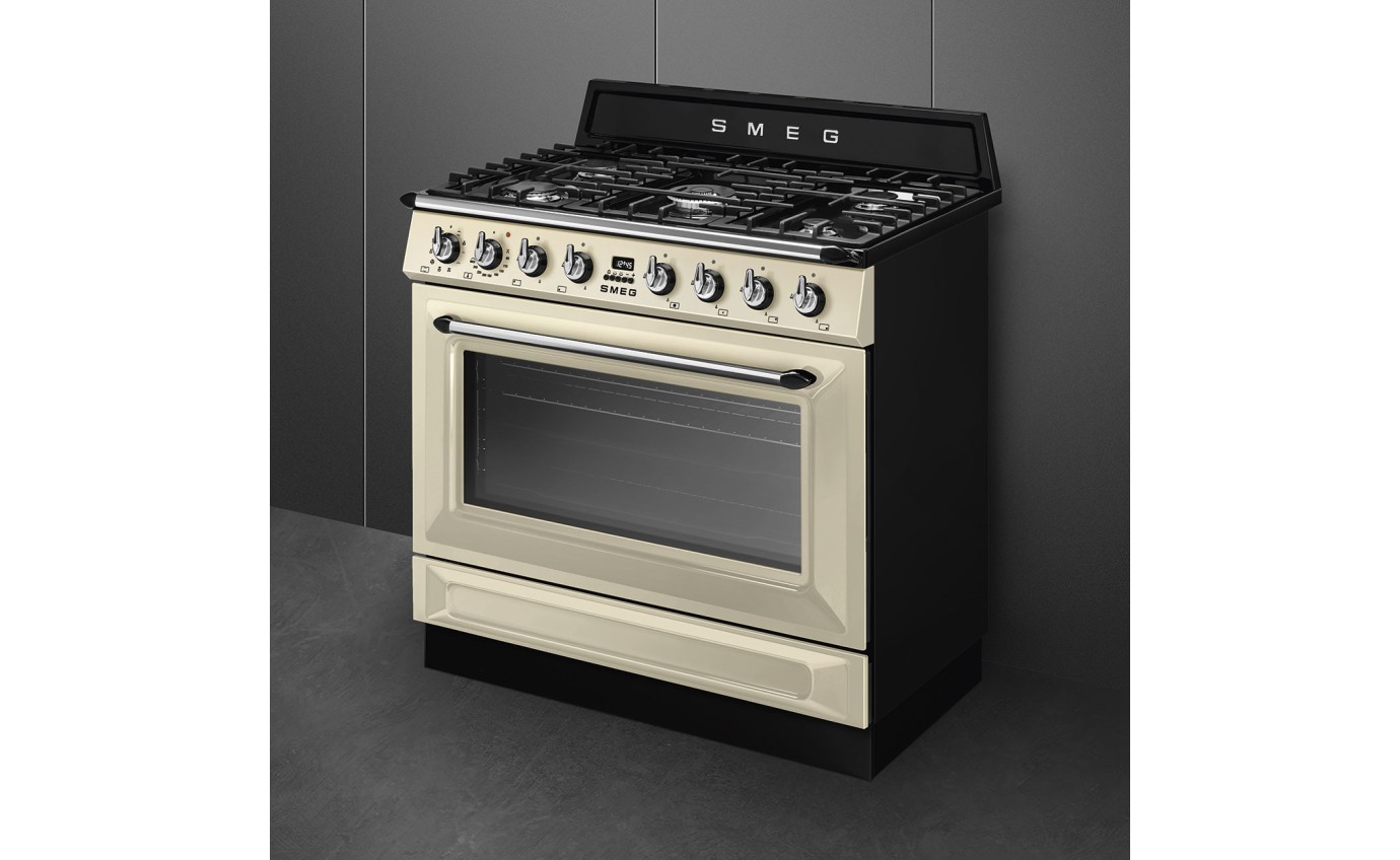 Smeg 90cm Victoria Dual Fuel Cooker (Cream) TRA90GMP