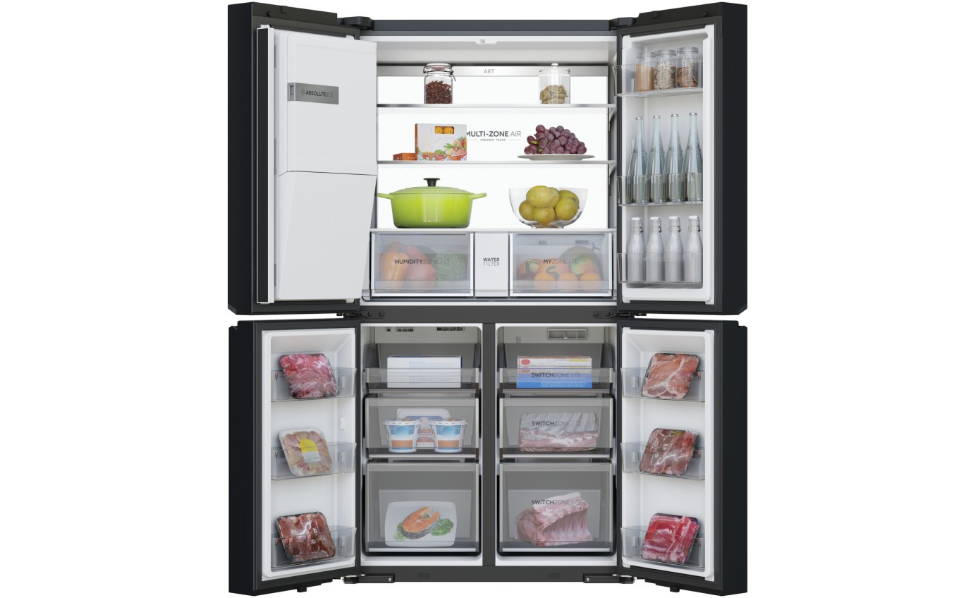 Haier 601L 600 Series Quad Door Refrigerator Freezer (Black) HRF680YZC