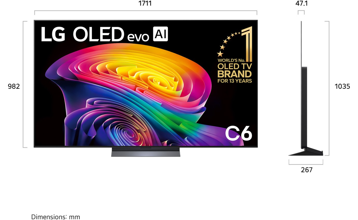 LG 77 inch C6 OLED evo AI 4K Smart TV OLED77C6PSA