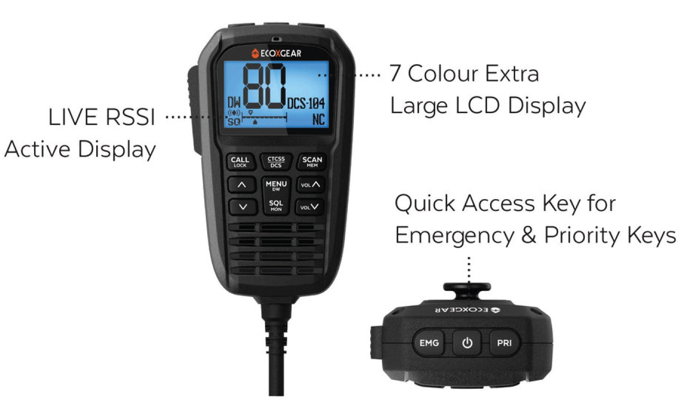ECOXGEAR EXG3000 5W Compact Fixed Mount UHF Radio with Multi-Colour LCD Display EXG3000