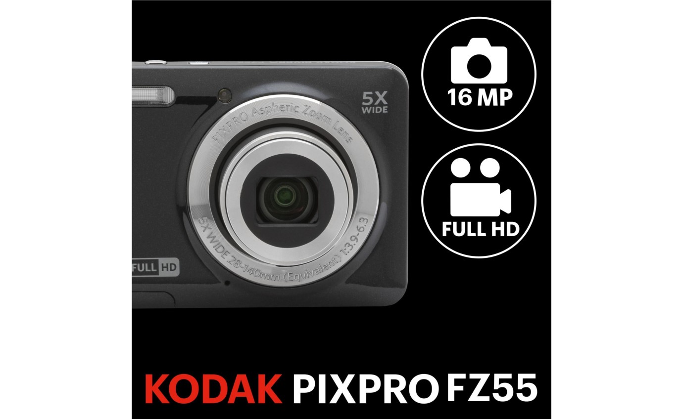 Kodak Pixpro FZ55 Digital Compact Camera (Black) FZ55BK