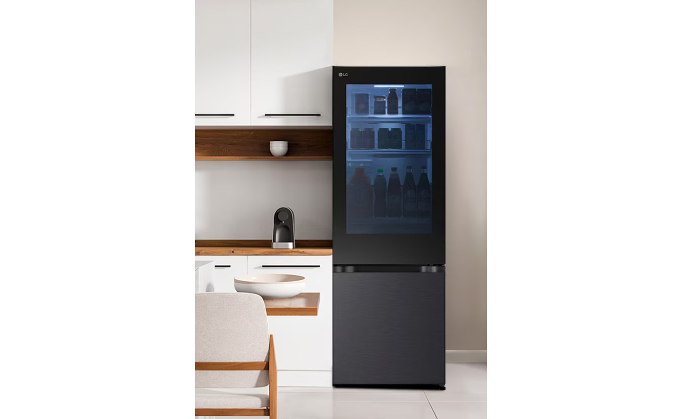 LG 340L Instaview Bottom Mount Fridge (Matte Black) GBV300MBL