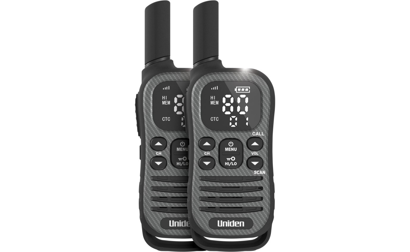 Uniden UH620 Max 2W UHF Handheld Radio with Voice Scramble (Grey) [2 Pack] UH6202MAX