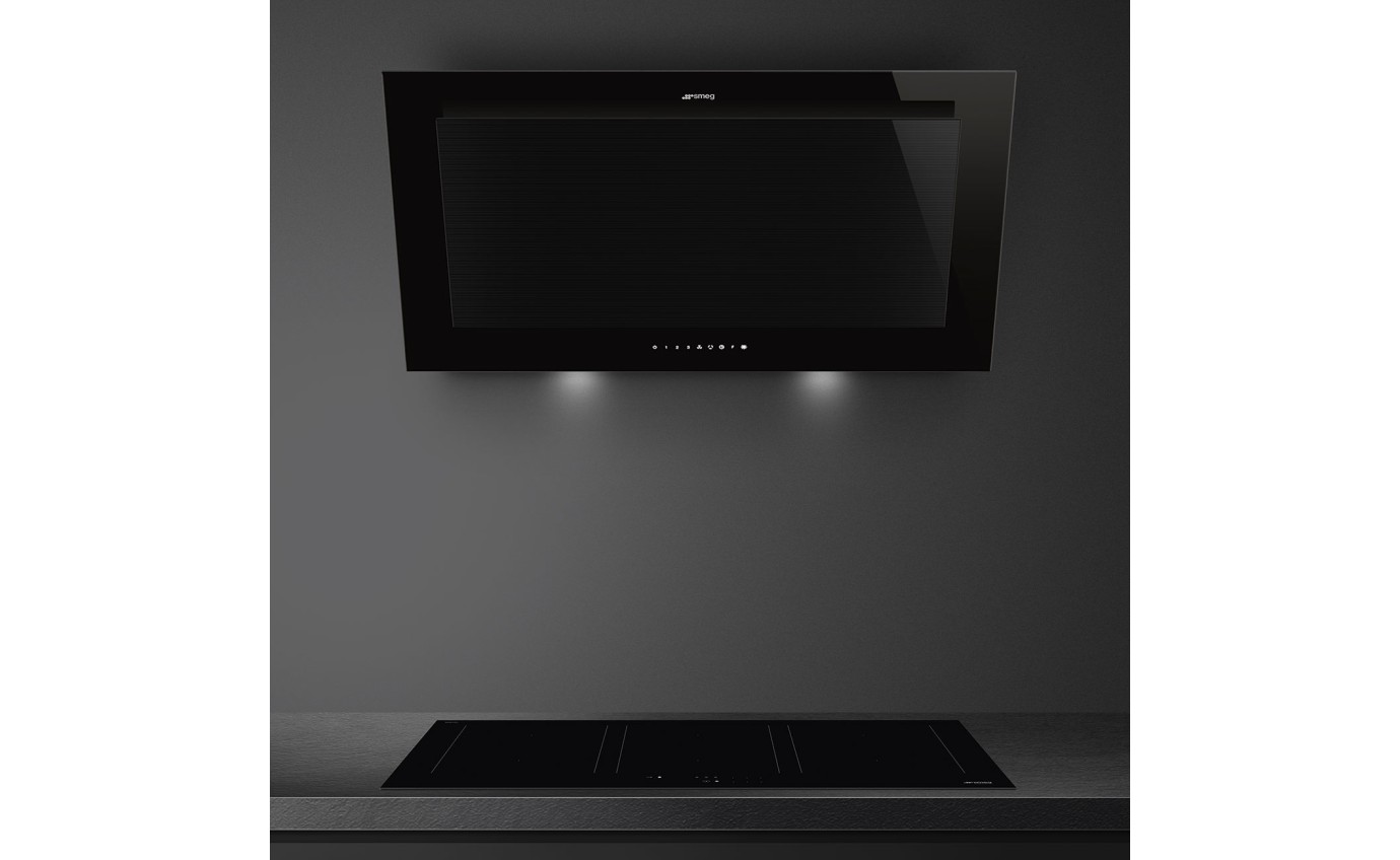 Smeg 90cm Linea Vertical Rangehood (Midnight Black) KV194B3