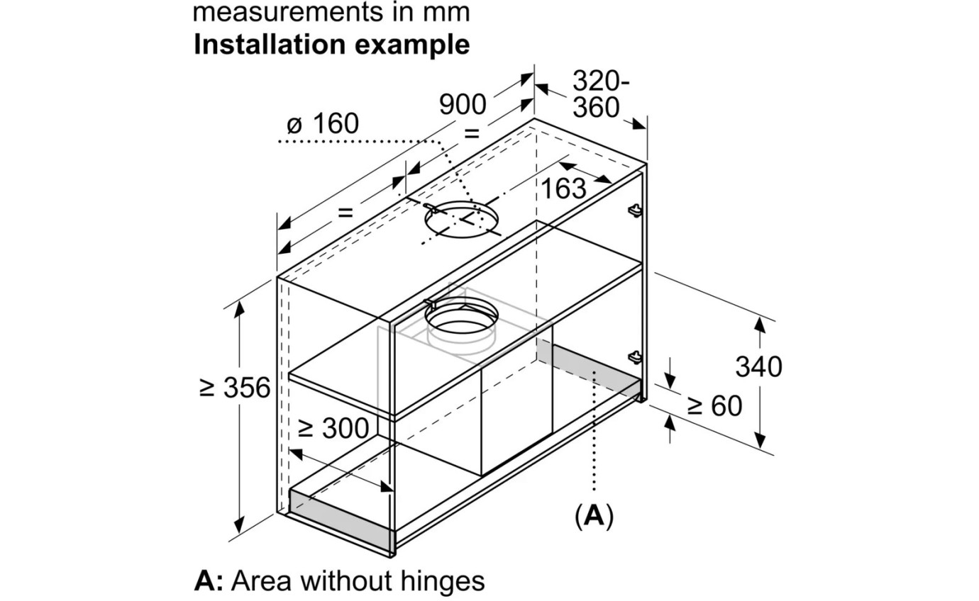Bosch 90cm Series 6 Integrated Design Rangehood (Black) DBB97AM60A