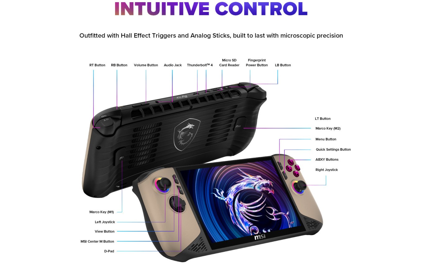 MSI Claw 8 AI+ Handheld Gaming Console Ultra 7 1TB A2VM004AU