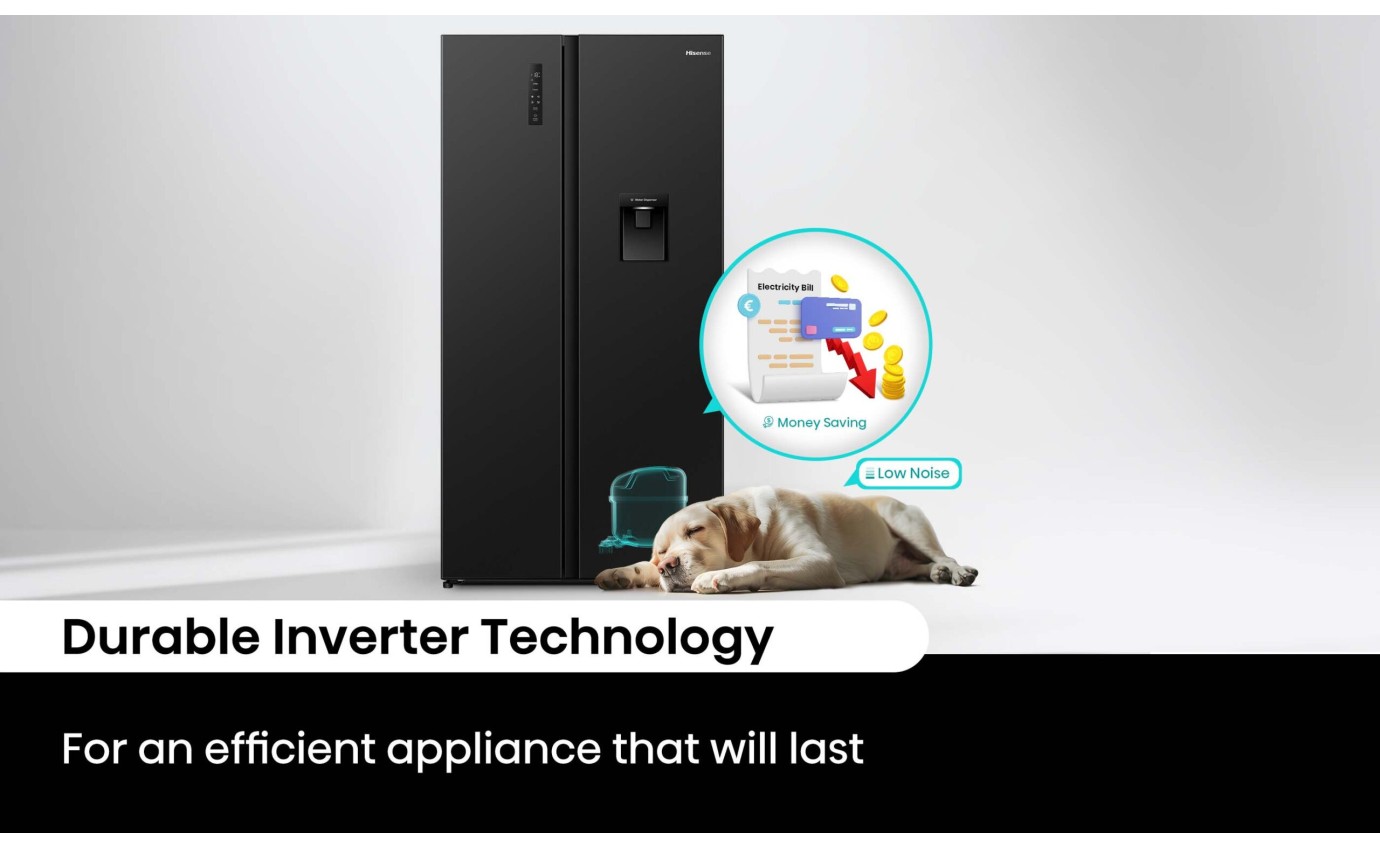Hisense 541L PureFlat Side by Side Fridge (Black) HRSBS540BW