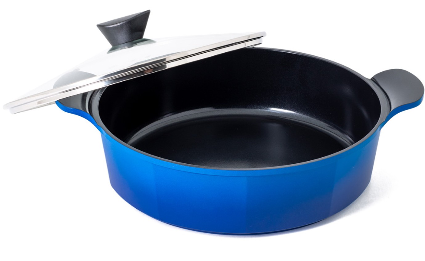 Neoflam 32cm Venn Low Casserole Induction Blue CVL32B