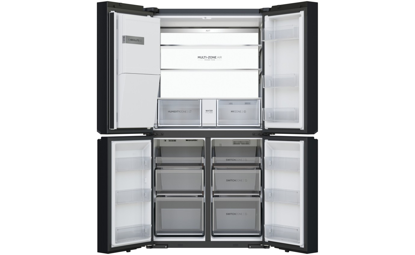 Haier 601L 600 Series Quad Door Refrigerator Freezer (Black) HRF680YZC