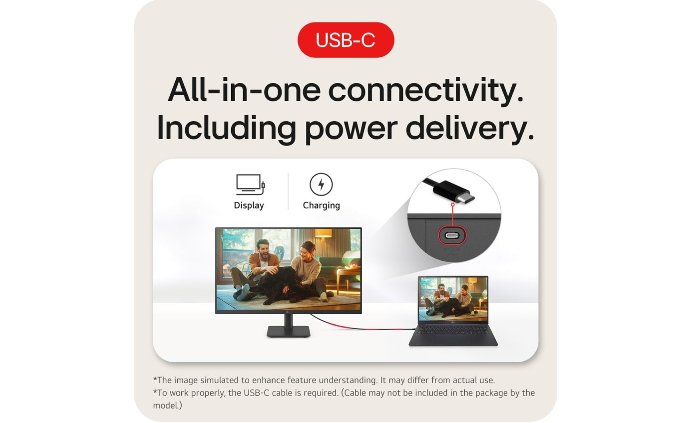 LG 24 inch IPS Full HD monitor with USB-C 24MS530BB