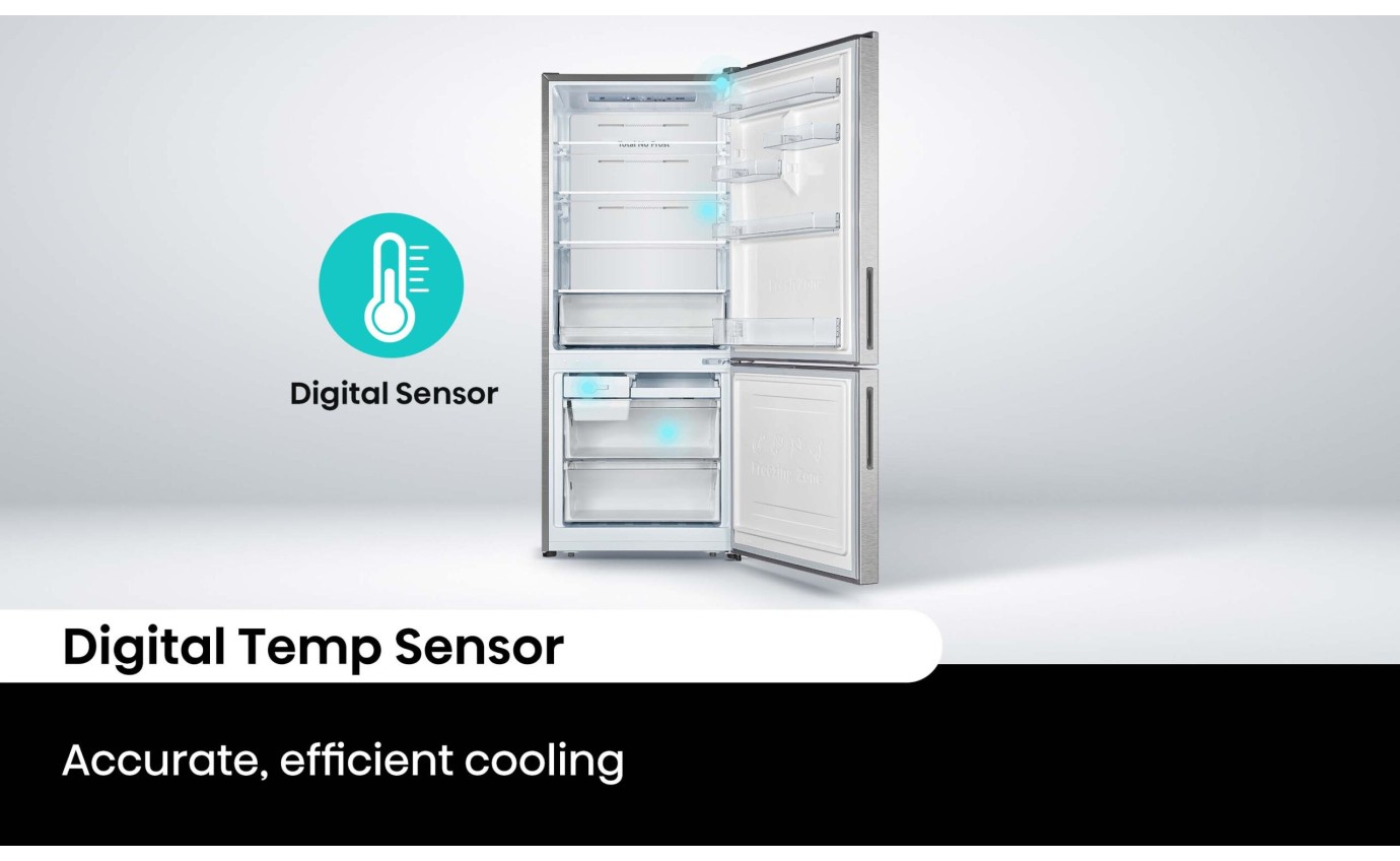 Hisense 417L PureFlat Bottom Mount Fridge (Stainless Steel) HRBM418S