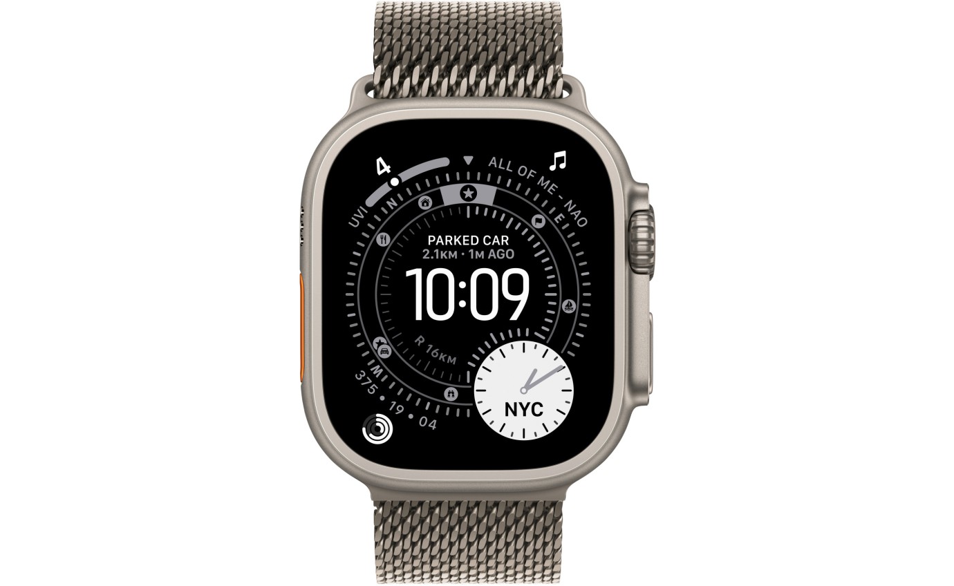 Apple Watch Ultra 3 49mm Natural Titanium Case with Natural Titanium Milanese Loop (Large) MF0E4XA