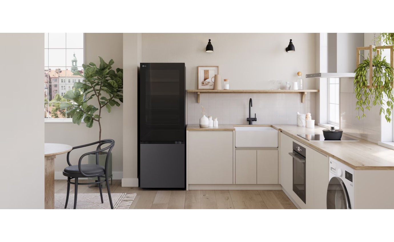 LG 340L Instaview Bottom Mount Fridge (Matte Black) GBV300MBL
