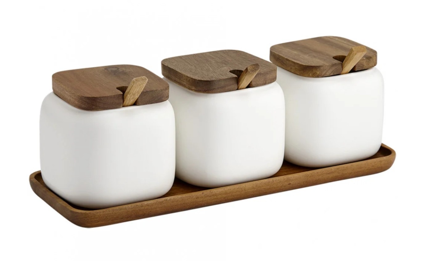Ladelle Canister & Spoon Counter Set White 62054