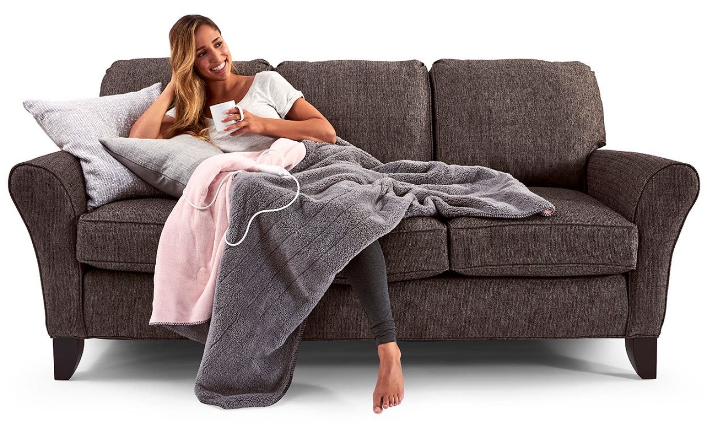 Sunbeam Feel Perfect Reversible Micro Fleece & Sherpa Fleece Heated Throw Blanket TRF4000