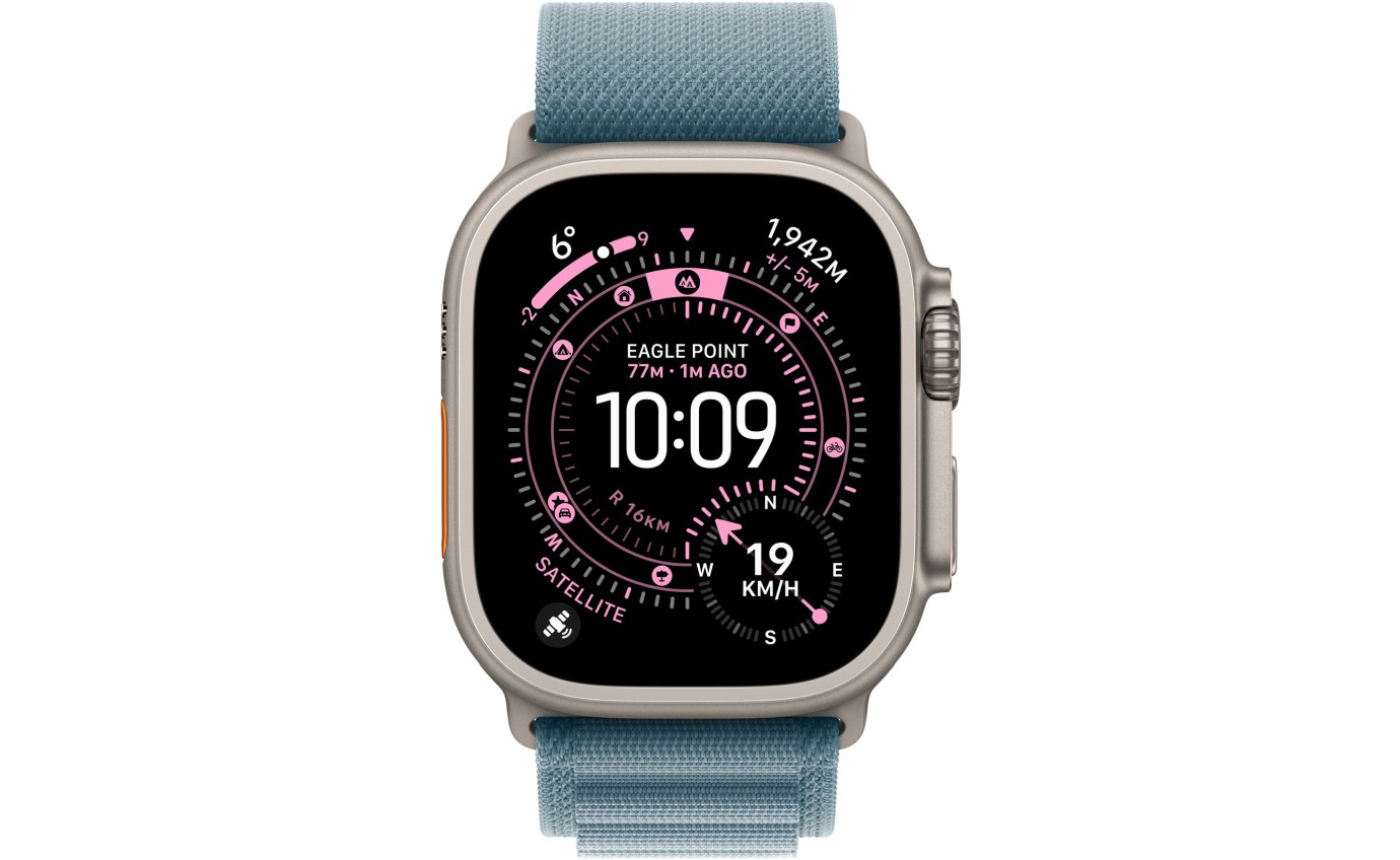 Apple Watch Ultra 3 49mm Natural Titanium Case with Light Blue Alpine Loop (Large) MEWP4XA