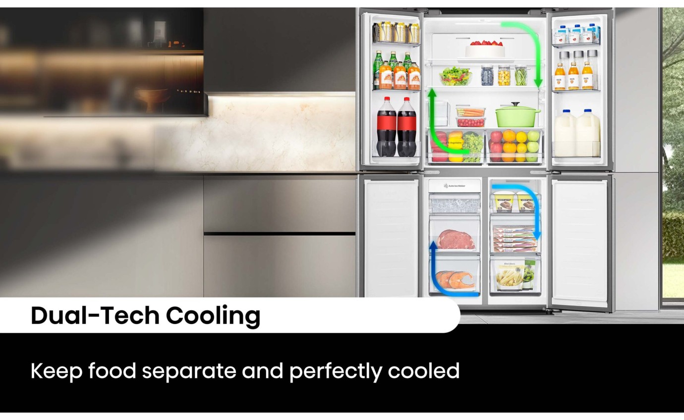 Hisense 483L PureFlat Slim French Door Fridge (Silver) HRCD483TSW