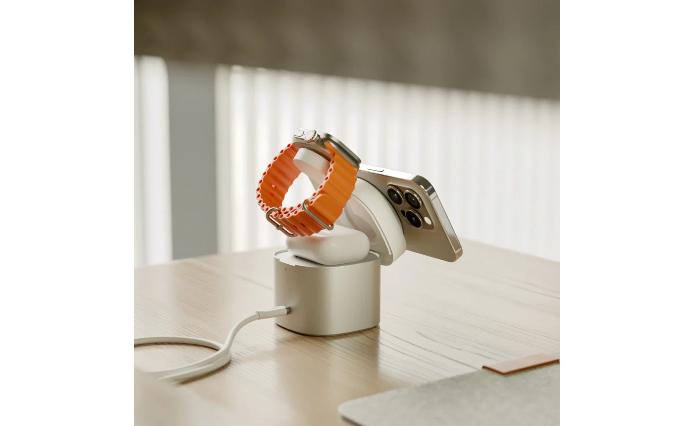 ALOGIC PowerPod 4-in-1 Qi2 Fast Wireless Charging Stand (White) AL41WCPOWH