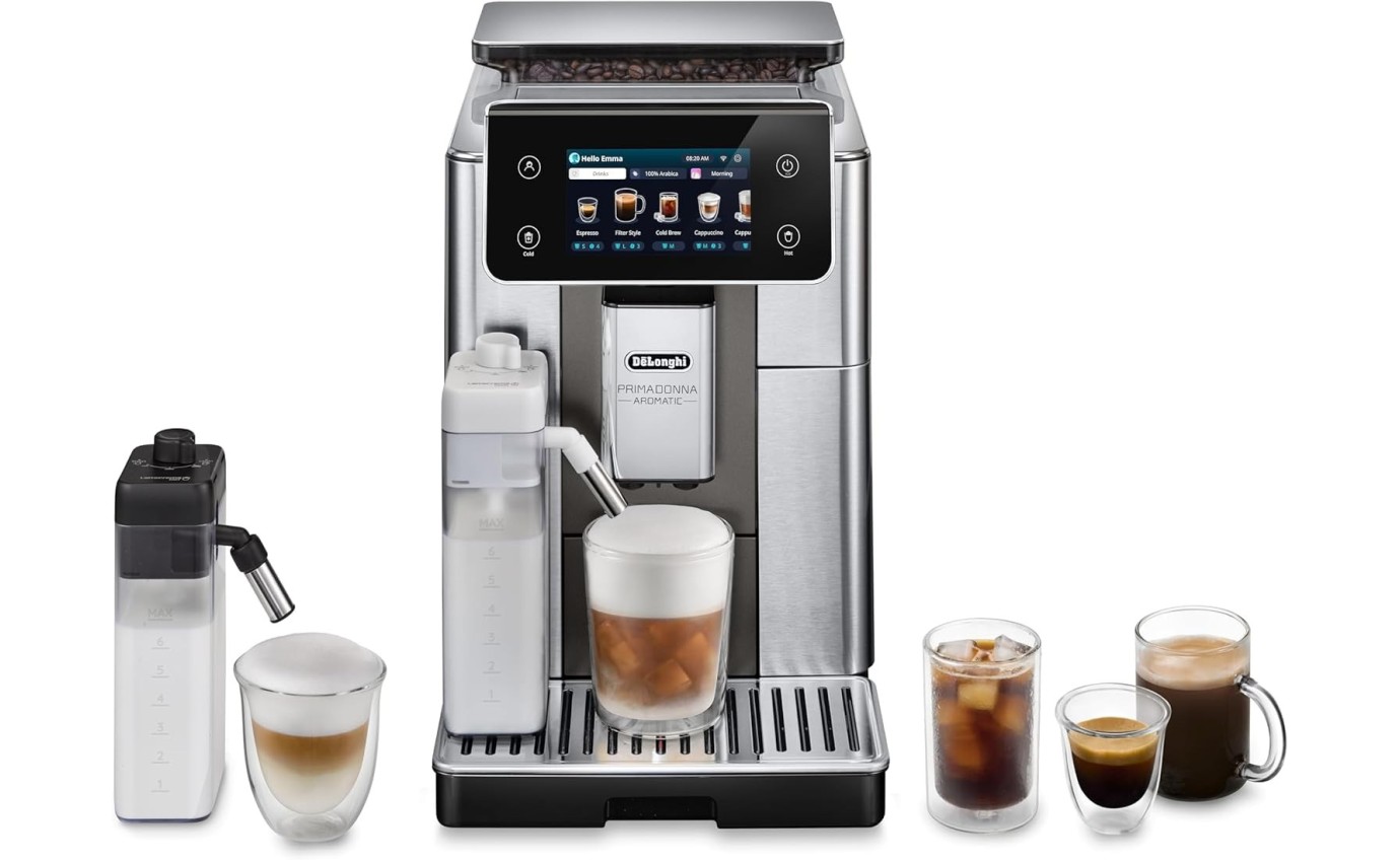 DeLonghi PrimaDonna Aromatic Fully Automatic Coffee Machine (Titanium) ECAM63075TM