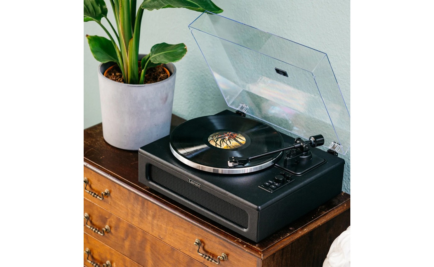 Lenco LS-430 Turntable with 4 Built-in Bluetooth Speakers 50W (Black) LS430BK