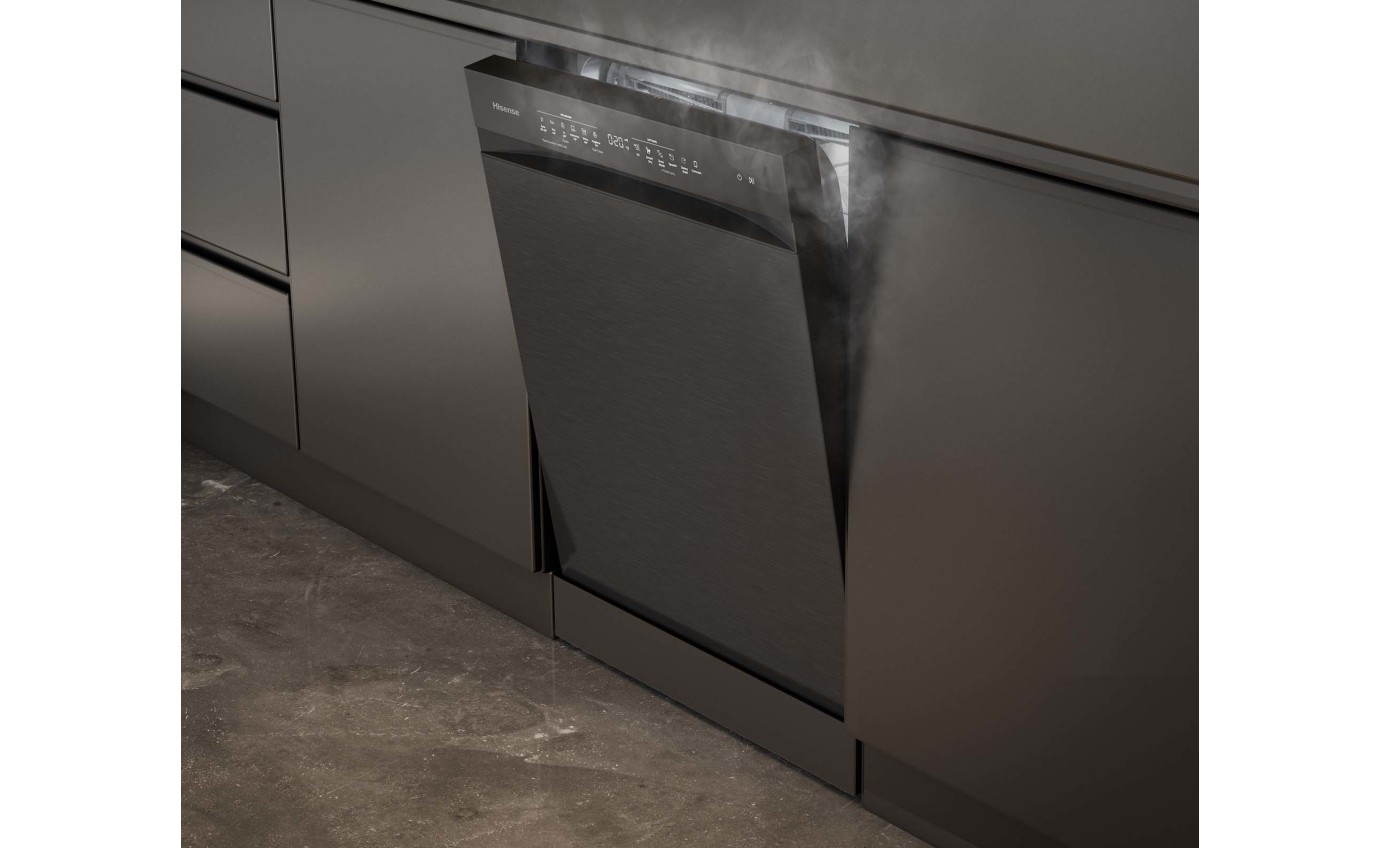 Hisense 60cm Freestanding Dishwasher (Black Steel) HSAP16FB