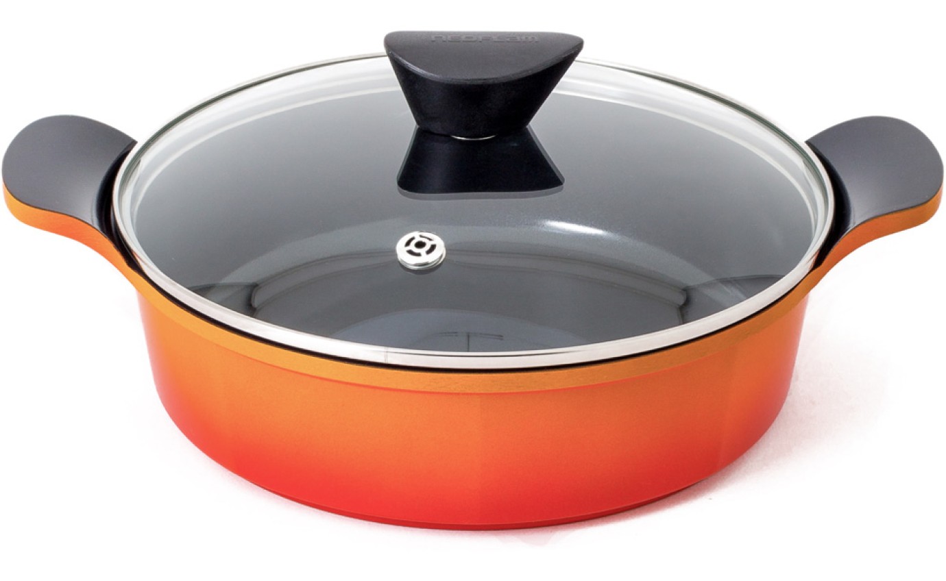 Neoflam 24cm Venn Low Casserole Induction Orange CVL24O