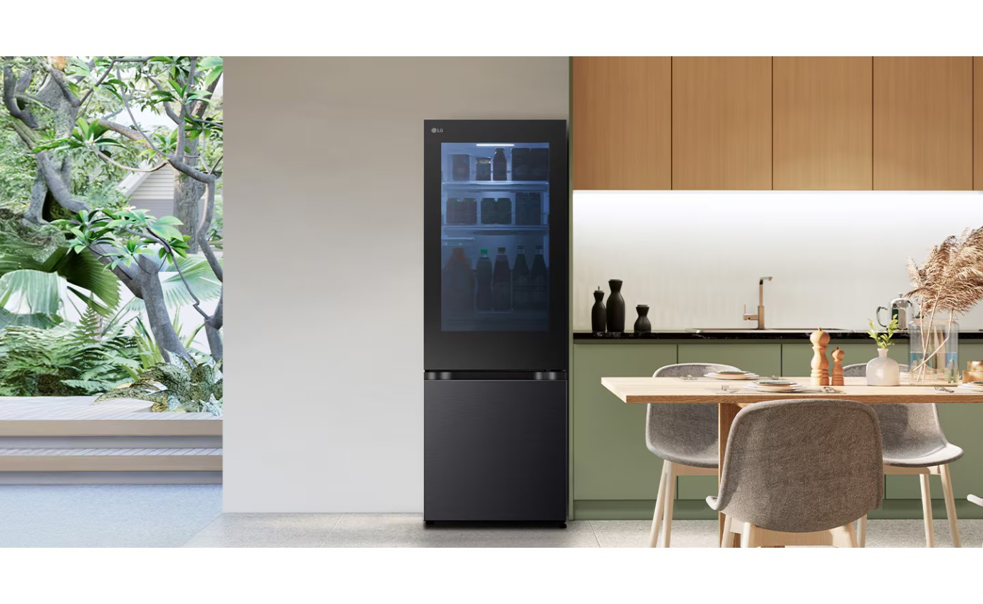 LG 340L Instaview Bottom Mount Fridge (Matte Black) GBV300MBL