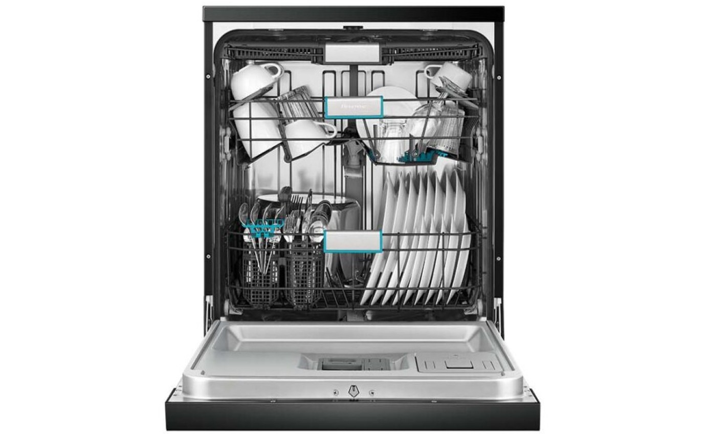 Hisense 60cm Freestanding Dishwasher (Black Steel) HSAP16FB