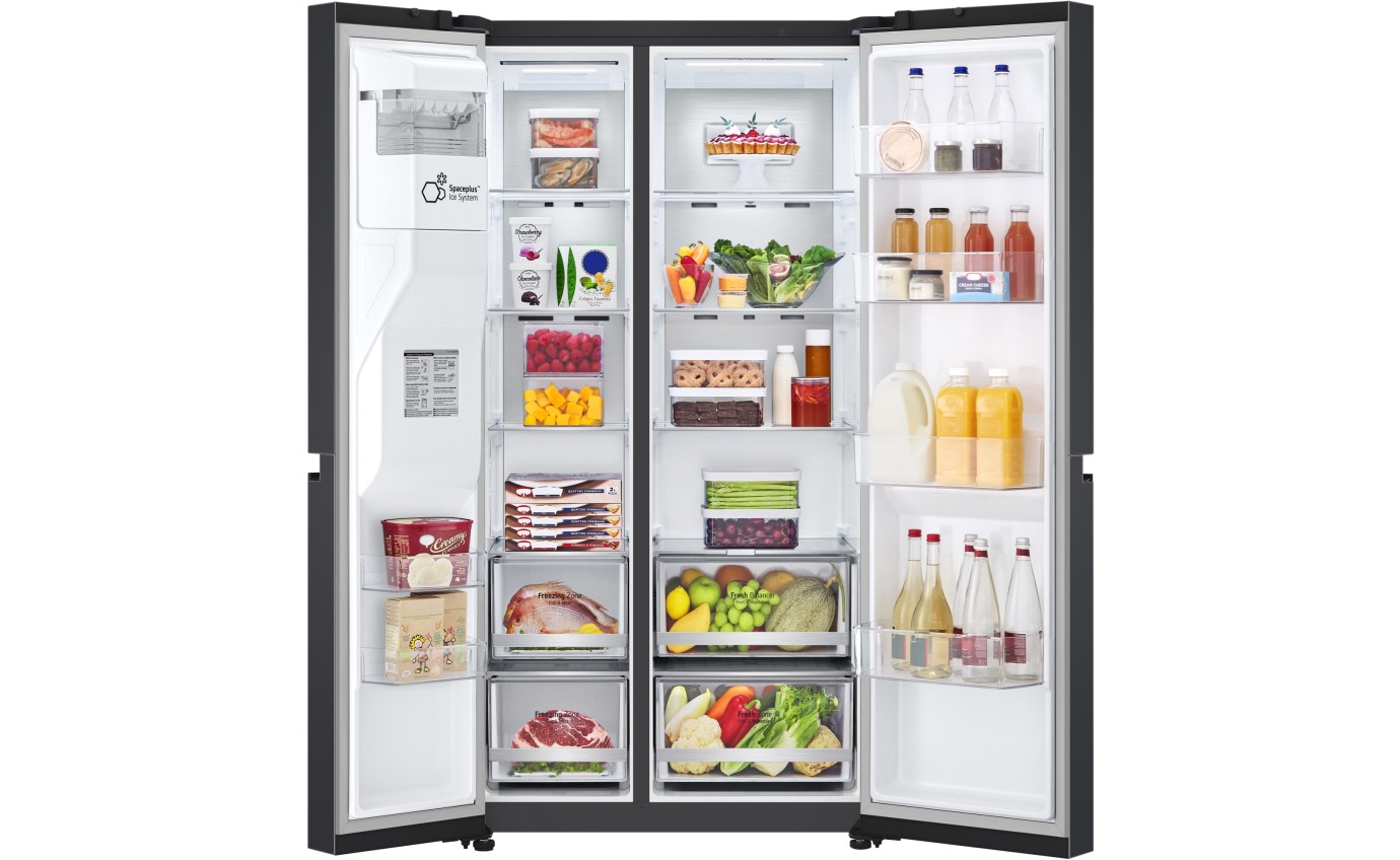 LG 635L Side By Side Fridge (Matte Black) GSL600MBL