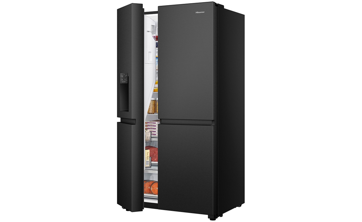 Hisense 632L Side By Side Fridge (Black Stainless Steel) HRSBS632BW